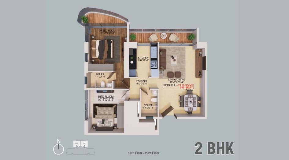 Sanghvi-Aaditya-Heights-Floor-Plan-2 BHK-785 Sqft